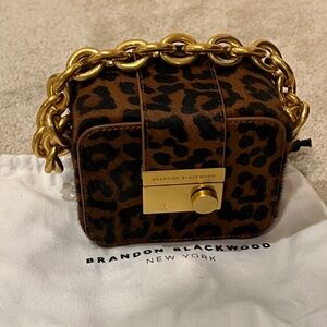 Brandon Blackwood Leopard Pony Hair Caro Buckle Bag